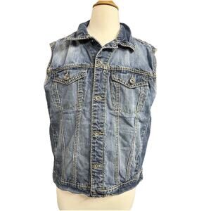 Antique Rivet Jean Vest Womens Size Medium Distressed Denim Jacket